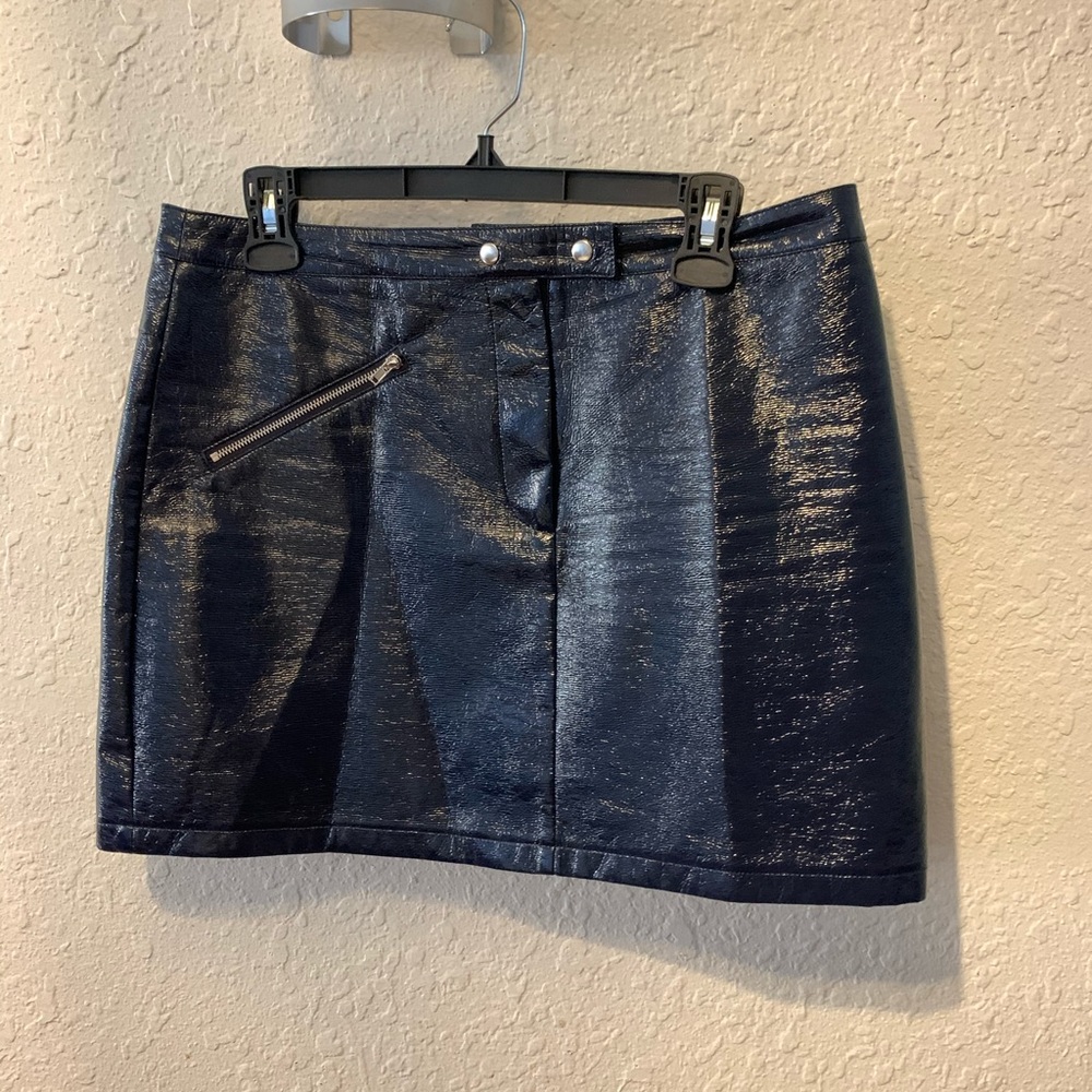 Patent Leather like Blue Mini Skirt